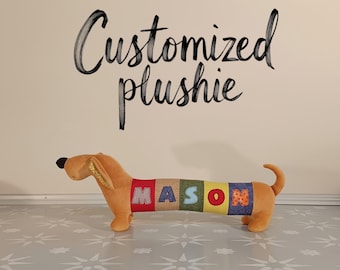 Personalized Stuffed Animal – Handmade Dachshund Plush Toy With Name – Baby Shower Gift – Custom Dog Plush – Kids' Name Plushie