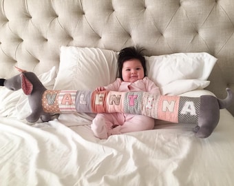 Personalized Dachshund Plush Toy – Handmade stuffed animal, OOAK dog, Baby shower gift, Nursery decor with Custom Name and colors