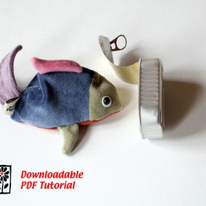 Sewing Pattern Lil' Fish Bean sack by Andrea Vida, Downloadable PDF, DIY Soft Fish toy making guide, stuffed animal tutorial, toy pattern
