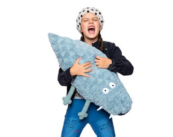 Big Olive Croc Pillow, Crocodile Cushion, Funny Huge Curly Alligator