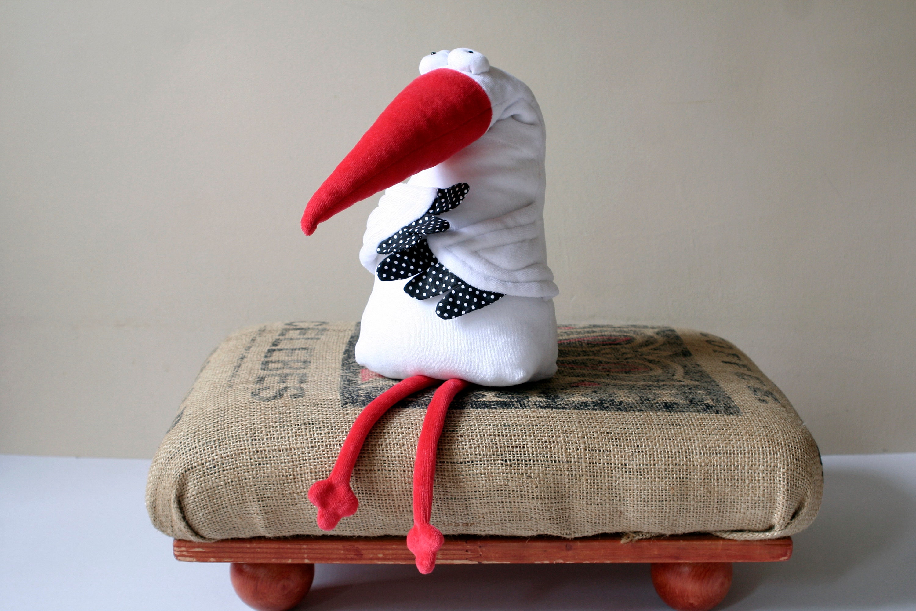 Ponca Stork, White Bird Plush, Soft Stork Toy, Funny Plush White Stork