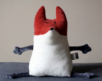 Funny Handmade Plush Fox Stuffed Toy, Woodland plushie, Stuffed animal toy, Muma Rusty Fox Plushie, Little Pocket Foxy Stuffie Toy