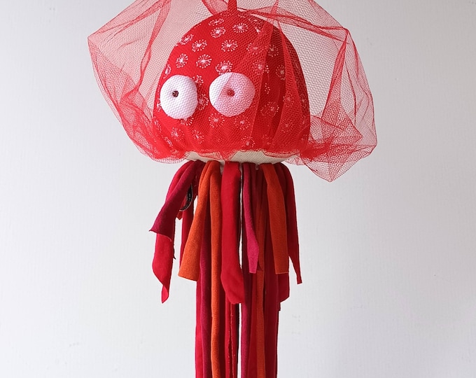 Jellyfish Stuffed Toy, Silent Crib Mobile, Colorful Ocean Themed Nursery Decoration