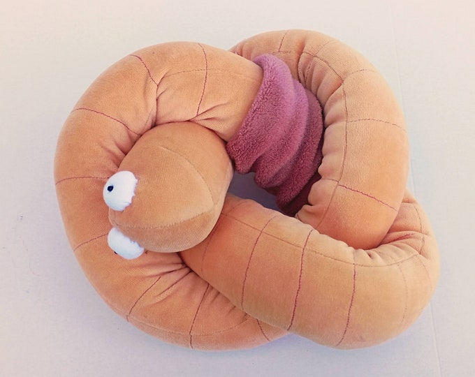 Earthworm 5 feet long plush, Fisherman's Friend, Gift for Angler, Gone Fishing, Funny Soft Wiggler, Stuffed Rainworm Night Crawler