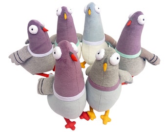 Silly Pigeon Plush Toy (listing is for 1 bird), Muma Dove Soft Cuddly Bird Plushie, Dule of Stuffed Pigeons