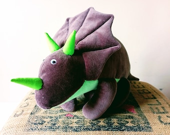 Triceratops, Soft Handmade Plush Dinosaur, Funny Jurassic Dino Nursery Decor, Nice Extinct Reptile, Stuffed Triceratops Toy