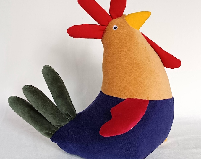 Little Rooster, Soft Plush Chicken, Blue and Brown Poultry