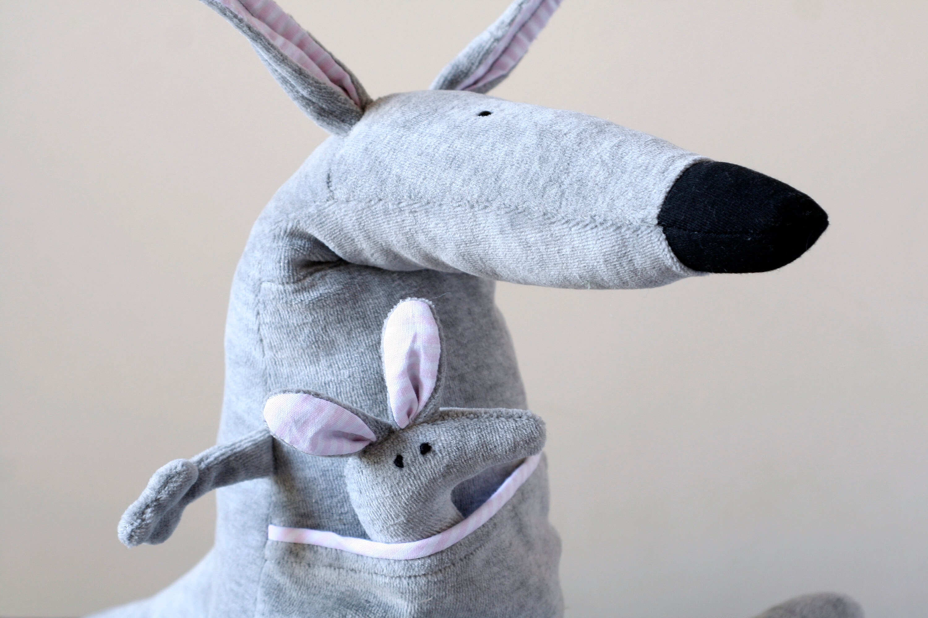 Baby Ponca Kangaroo, Little Wallaby Plush, Soft Kangaroo Toy, Funny Plush Baby Kangaroo