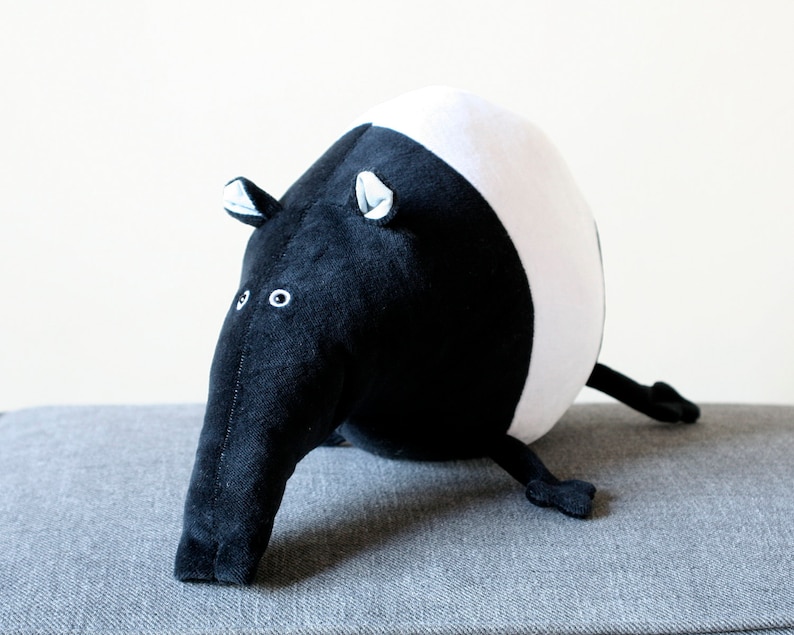 Chubby Tapir plush toy South American Jungle Tapir Black and | Etsy