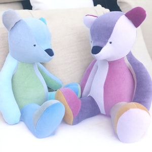 Handmade Plush Teddy Bear, Pink or Blue Soft Stuffed Bear Nursery Toy, Baby Shower Gift Pooh, One-of-a-Kind, OOAK