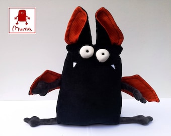 Spooky Halloween Vampire Bat Muma, Little Pocket Bat Stuffie Halloween Toy, Funny Black Vampire Pocket Plush