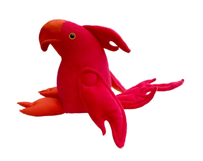 Little Red Phoenix, Firebird Plushie, Nice Soft Red Bird with Flames as her Wings, Tail and Crest