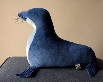 Funny Blue Seal, Plush Seal Soft Toy, Seal Plushie, Soft Toy, Nursery Decor