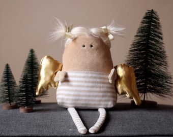 Christmas Angel Muma, Cute Little Xmas Angel Plush, Nursery Decor Plushie for Winter Holidays