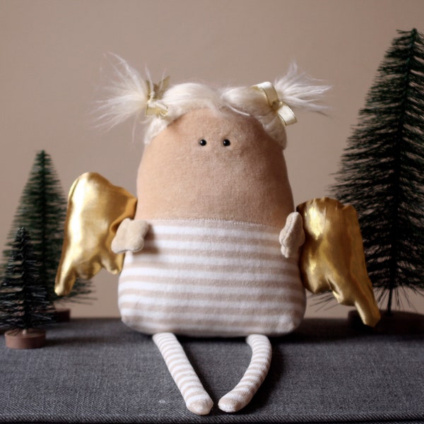 Muma ange de Noël, mignon petit ange de Noël en peluche, peluche de décoration de chambre d'enfant pour les vacances d'hiver