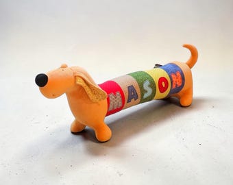 Personalized Dachshund Plush Toy – Handmade Custom Name Dog Stuffed Animal