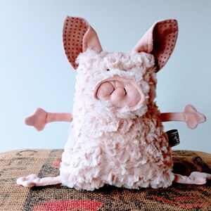 Curly Mangalica Pig Muma Stuffie Toy, Pink Piggy Plushie, Funny Pig Pocket Plush image 2