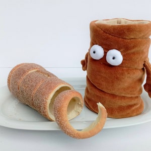 Chimney Cake Handmade Plush Stuffed Toy, Funny Confectionery Soft Toy, Hungarian Kürtőskalács, Czech Trdelnik