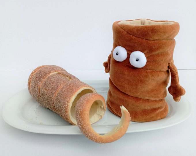 RtS Chimney Cake Plush Stuffed Toy, Funny Hungarian Confectionery, Czech Trdelnik Soft Toy, Ready to Ship