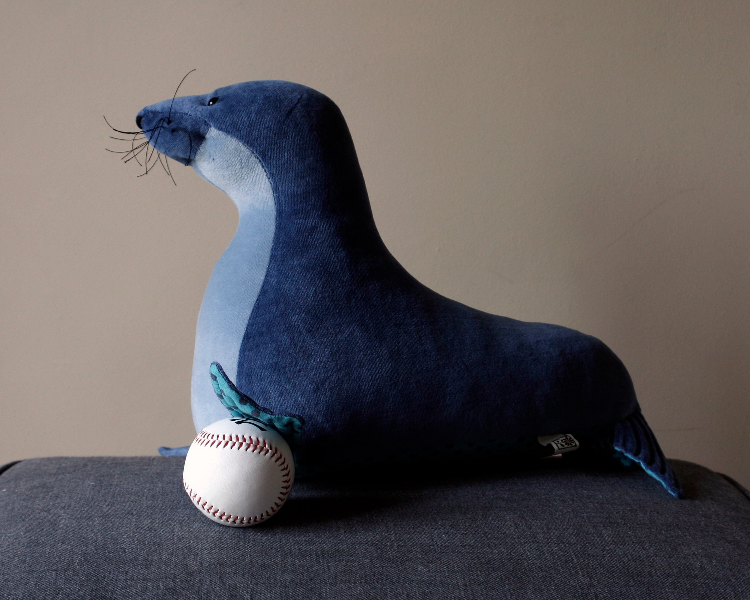 Funny Blue Seal, Plush Seal Soft Toy, Seal Plushie, Soft Toy, Nursery Decor