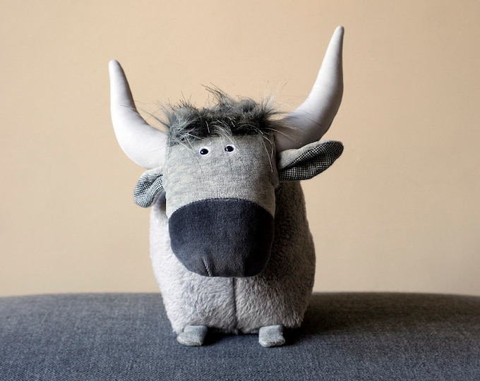 Black Water Buffalo Plush, Funny Bull Toy, Soft Stuffed Animal