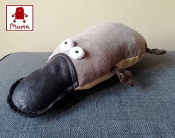 Muma Lying Platypus Plushie, Little Pocket Duck Billed Platypus Stuffie Toy, Funny Australian Pocket Plush