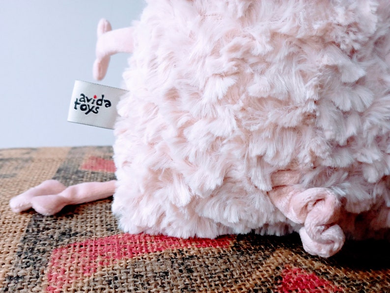 Curly Mangalica Pig Muma Stuffie Toy, Pink Piggy Plushie, Funny Pig Pocket Plush image 7