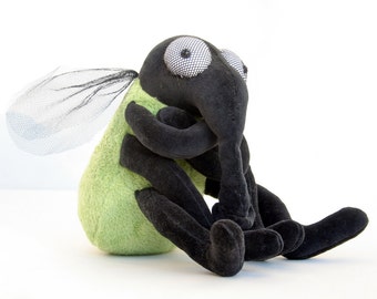 Green House Fly - Plush Halloween Toy, plushie Insect, stuffed animal, funny soft toy