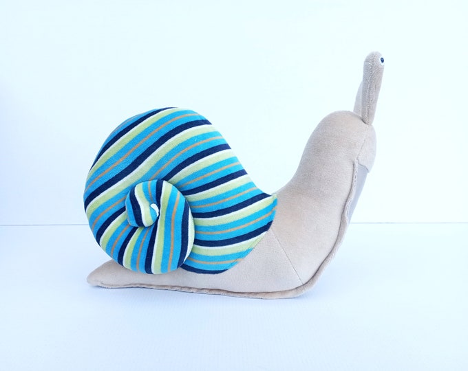 Snail Plushie, Big Soft Handmade Stuffed Snail Toy, Cute Cuddly Colorful Snail Sleeping Fellow, Nursery Decor, Gift for Snail Lovers