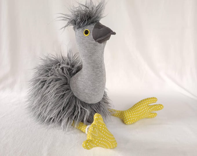 Grey Emu - Native Australian Bird, Furry Soft Toy, Stuffed Animal, Plush Toy