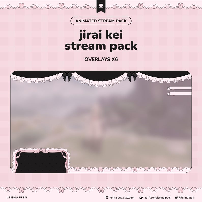 Stream Layout Pink Pink Jirai Kei Animated Stream Pack | Twitch Overlay for Vtubers ...