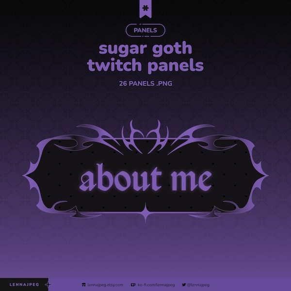 dunkelviolette Twitch Panels Packung | goth Musik-Paket | Luftschlangen Info |  vtuber Guthaben