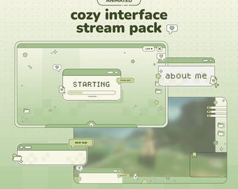 Green Cozy Interface Animated Stream Pack | Twitch Overlay with Alerts, Panels & Scenes