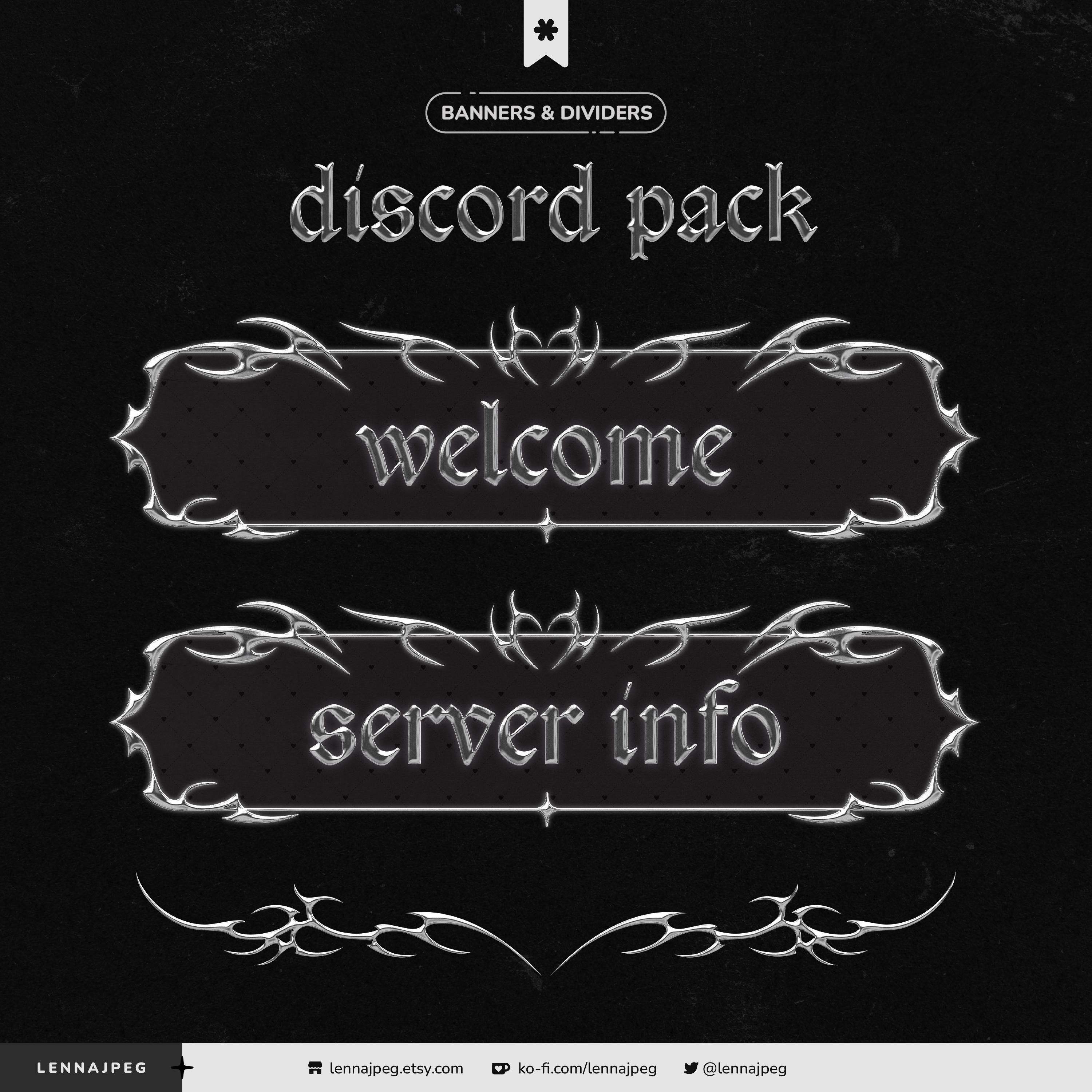 Chrome Discord Banners & Dividers Pack | Dark Goth Server Decorations ...