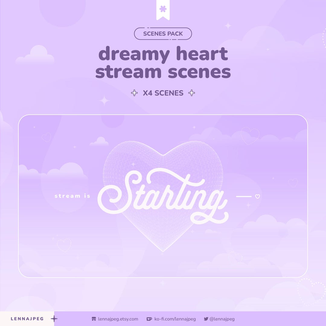 Loading Screen Heart R Dreamy Heart Stream Scenes Pack | Soft Purple Starting Soon Scene ...