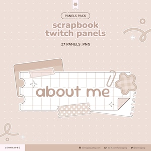 Cozy Brown Twitch Panels Pack |  Scrapbook Stream Panel Set | Cottagecore Streaming Setup