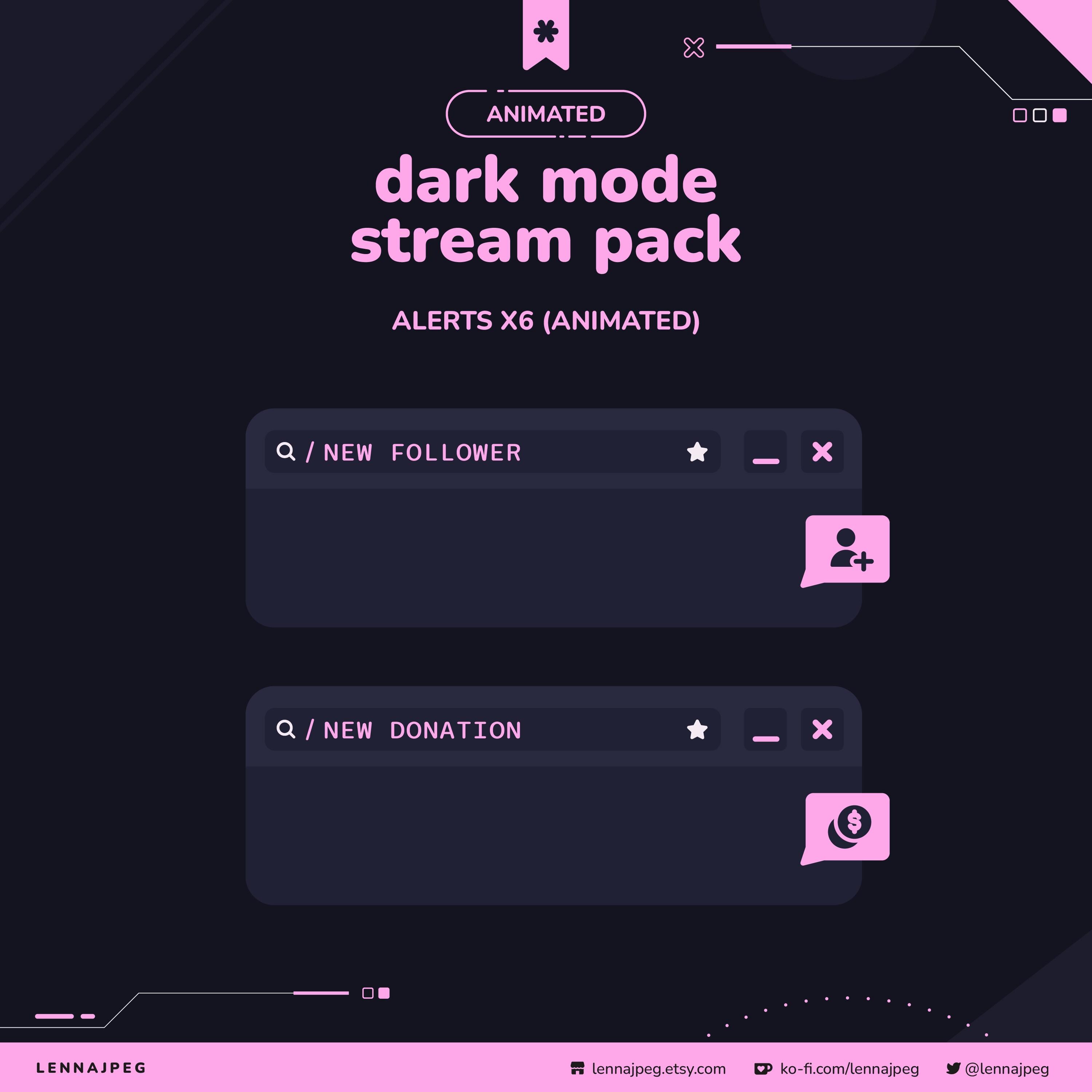 Dark Mode Stream Overlay Pack | Black and Pink Animated Twitch Package ...