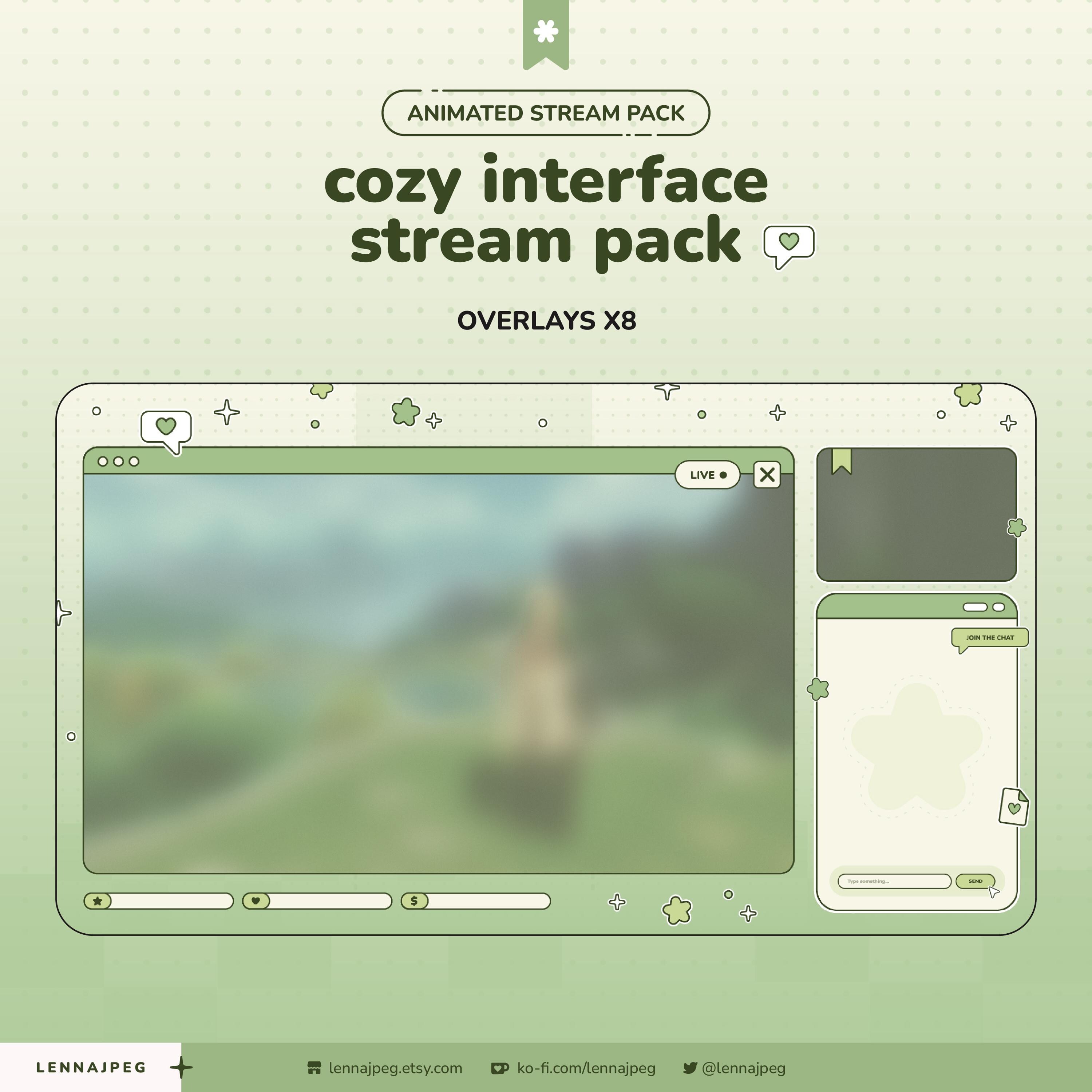 Paquete de transmisión animada con interfaz acogedora en color verde ...