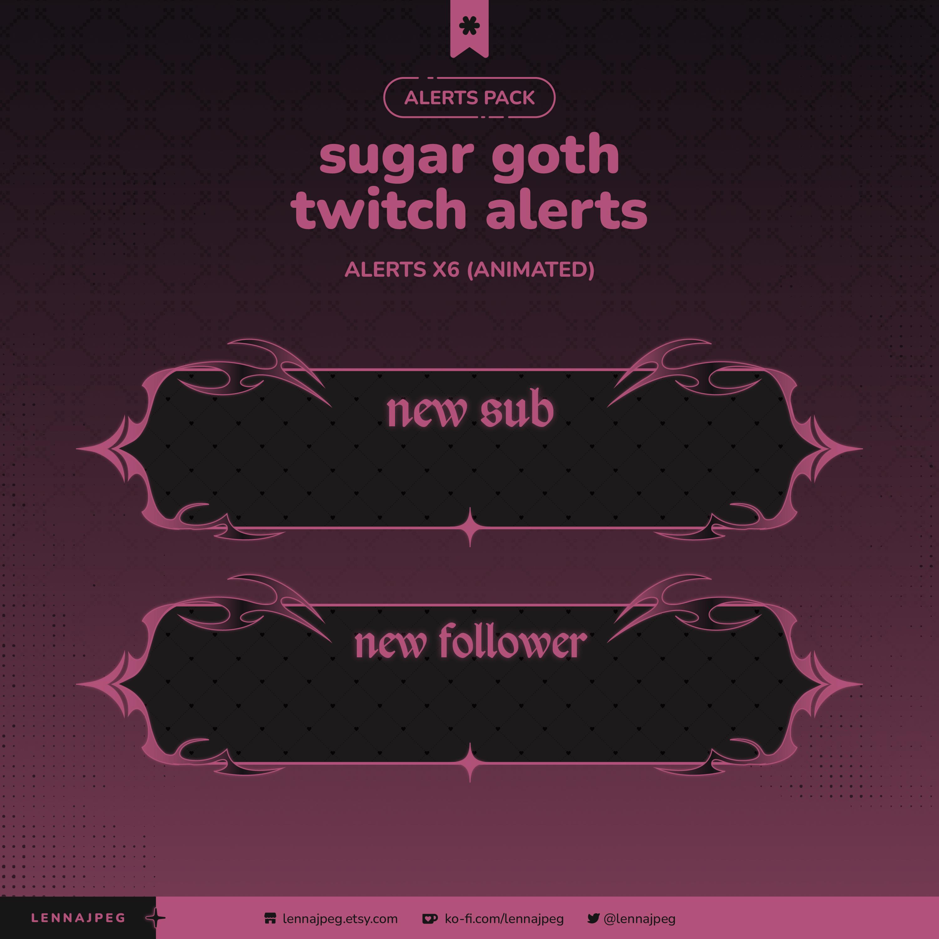 Pink Gothic Twitch Alerts | Goth Streaming Alert Pack | Dark Animated ...