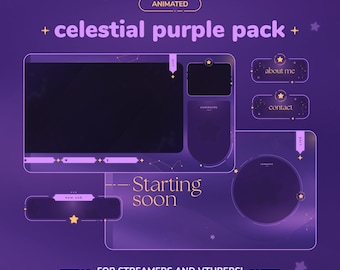 Celestial Purple Animated Stream Pack for Streamer and Vtubers