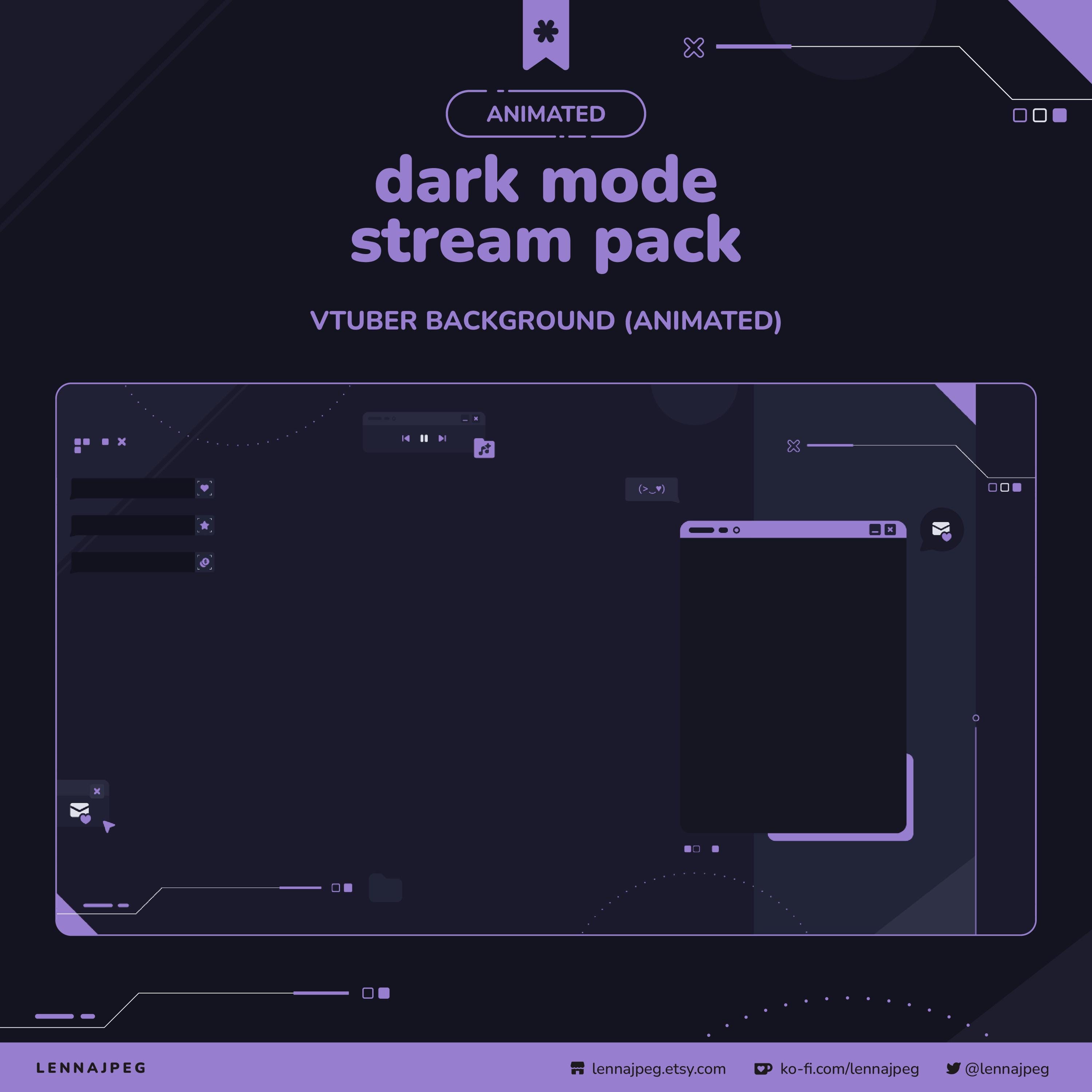 Dark Purple Stream Overlay Pack | Black Tech Animated Twitch Package ...