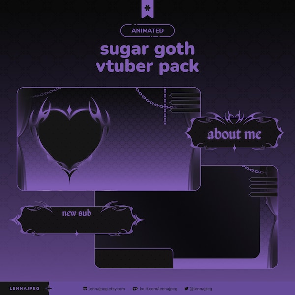 dark twitch overlays lila violett | goth).  vtuber Gut