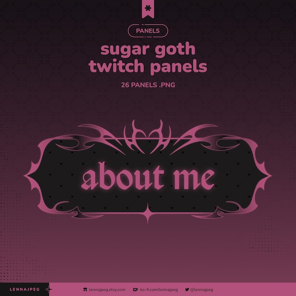 Pinke Goth Twitch Panels | Dark Pastel Stream Panel Set | Weiches Gothic Streamer Set