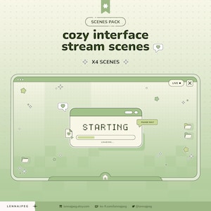 Mysigt grönt stream-scenpaket | Vaporwave börjar snart scenanimationer Stream | Animerade Twitch-skärmar