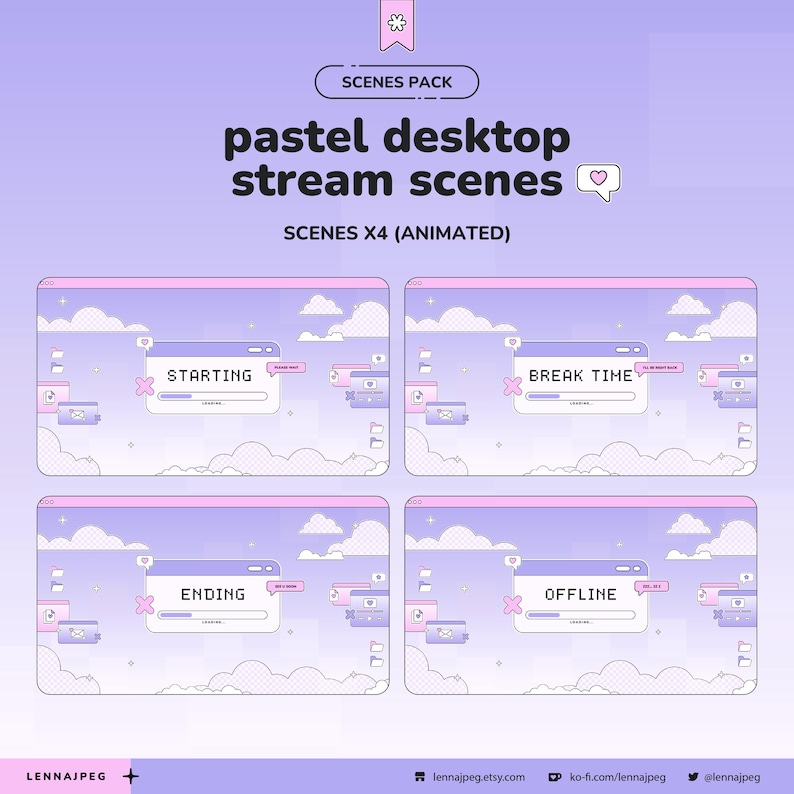Purple & Pink Stream Scenes Pack | Vaporwave Starting Soon Scene ...