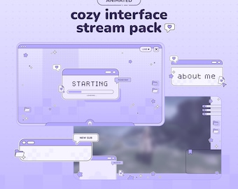 Animated Stream Pack Purple Cozy Interface for VTuber and Streamer | Overlays Panels Alerts