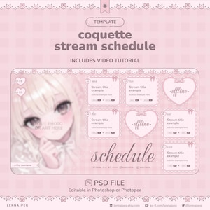Pink Coquette Stream-schemamall för streamers och Vtubers redigerbar PSD-fil
