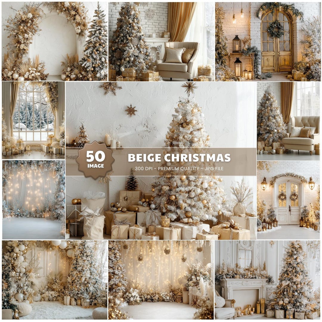 Beige Christmas Digital Backdrops: Holiday Photography (JPG) - Etsy