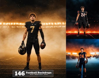 Football Backdrops Bundle | Cinematic Fire Tunnel, Fiery Sidelines, Dark Turf Designs - Digital Download