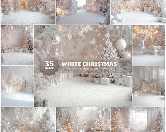White Christmas Studio Digital Backdrops: Photography Backgrounds (JPG)